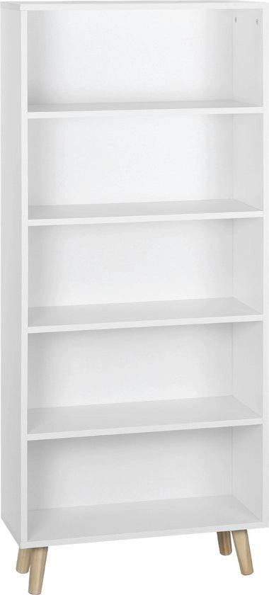Libreria industriale a 4 livelli su gambe - Bianca - 60 x 24 x 144 cm