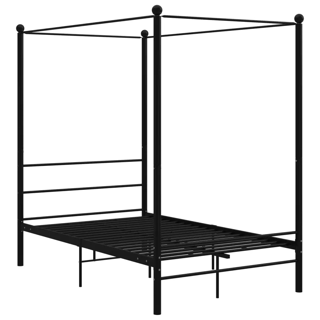 Letto a Baldacchino Nero in Metallo 120x200 cm 325057