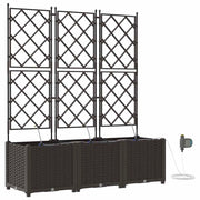 Set di 3 fioriere da giardino moderne con sistema di irrigazione 120 x 40 x 142 cm acciaio marrone 02_0058528