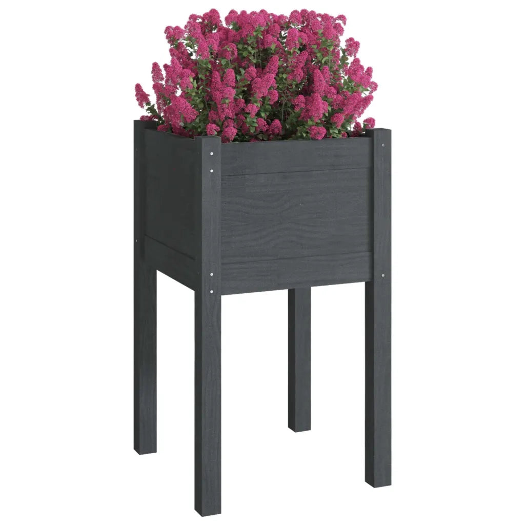 Fioriere da Giardino 2 pz Grigie 40x40x70 cm in Legno di Pino 810794