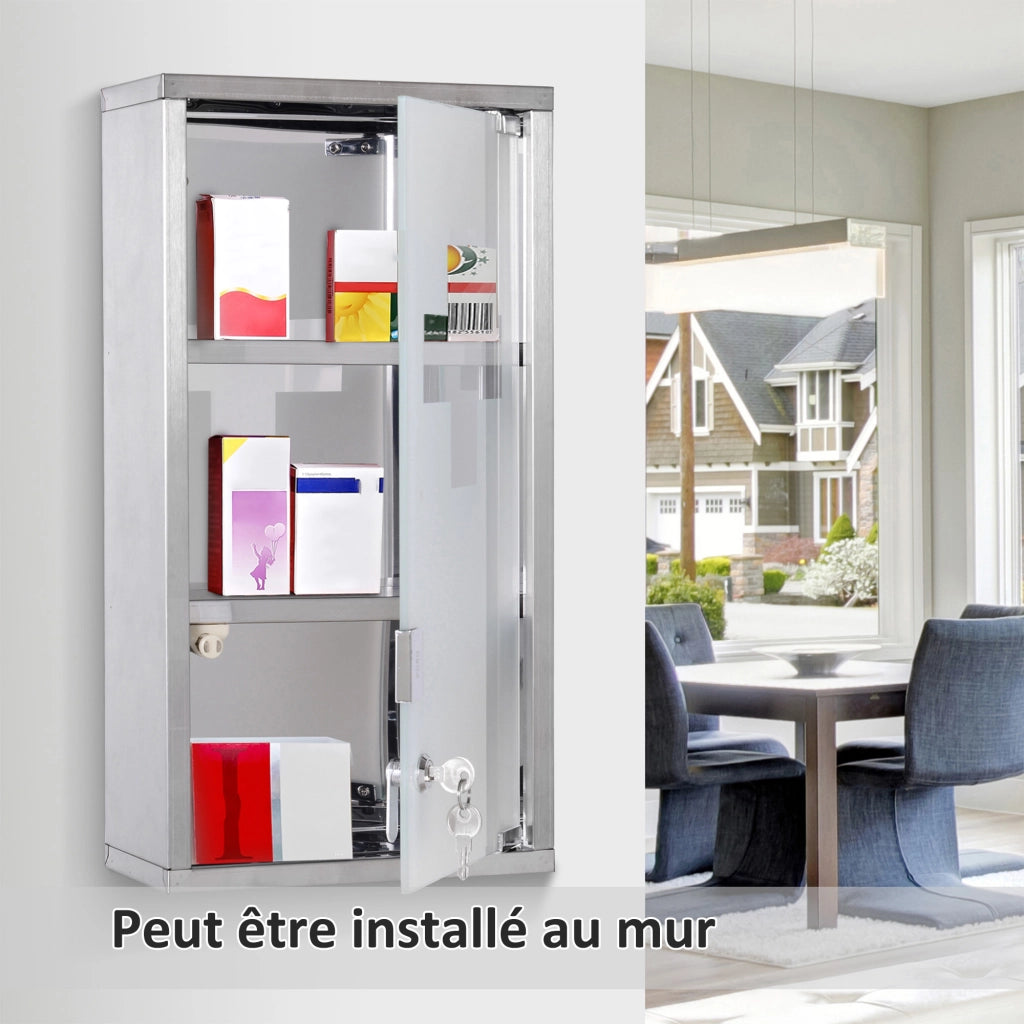 Armadietto da farmacia con ante in vetro ¨C Minimal ¨C acciaio inox 25x12x48 cm
