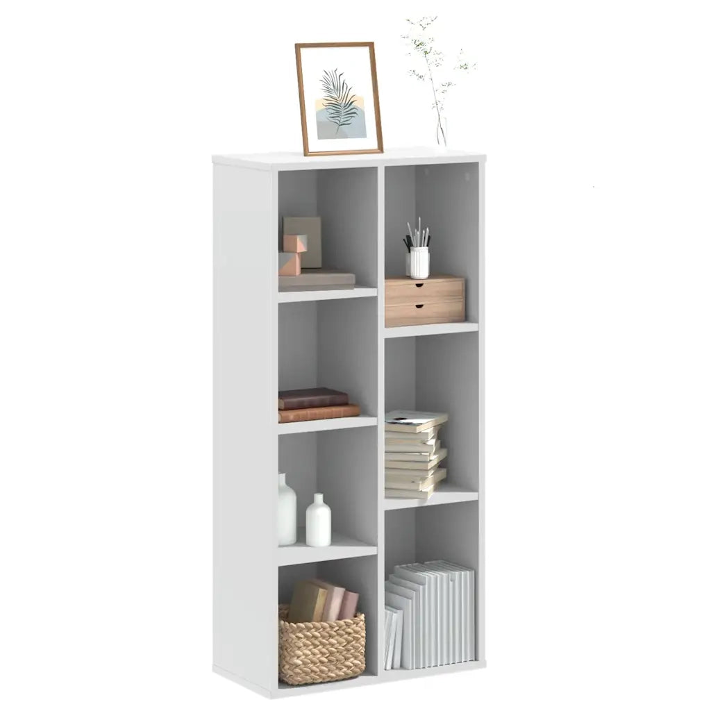Libreria-Scaffale per Libri-Mobile di Stoccaggio Bianca 50x25x105 cm in Legno Multistrato