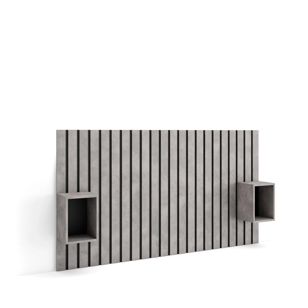 Testiera e Comodini, 196x107x3cm, Letto 120,135,140cm, Pannelli, grigio cemento RF3574