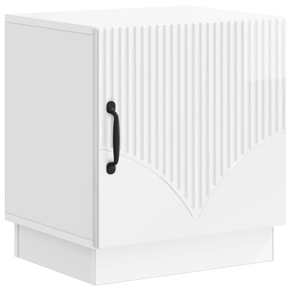 Comodino | Armadio da Notte | Mobiletto da notte Bianco Lucido 43 x 34,5 x 47 cm Legno ingegnerizzato