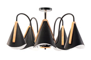 Plafoniera Scandinava A Cinque Bracci APP607-5C Nera