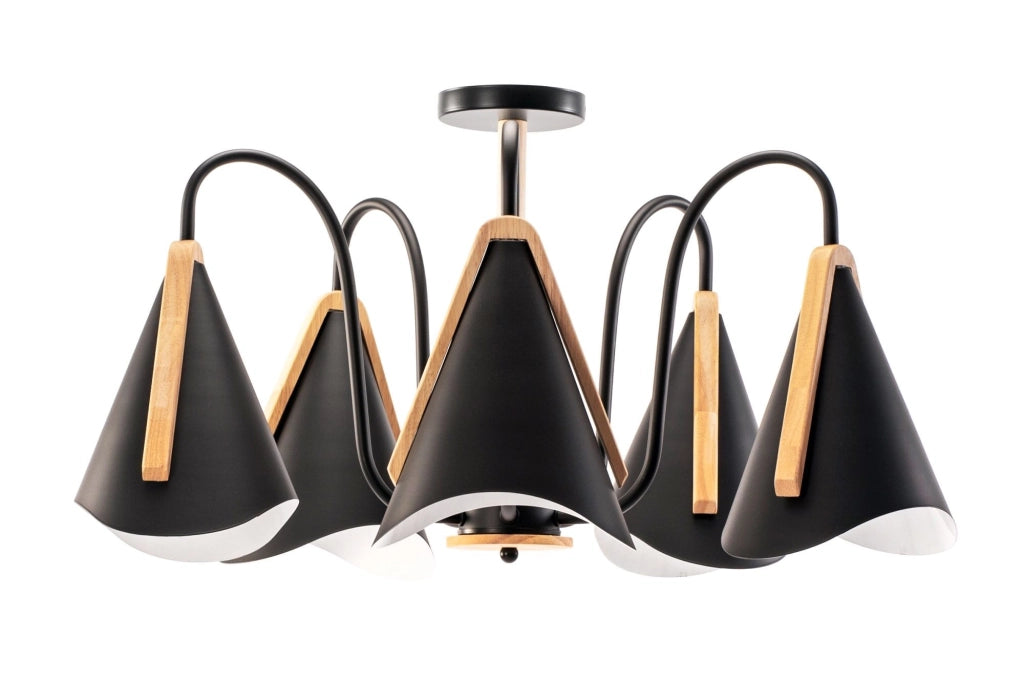 Plafoniera Scandinava A Cinque Bracci APP607-5C Nera