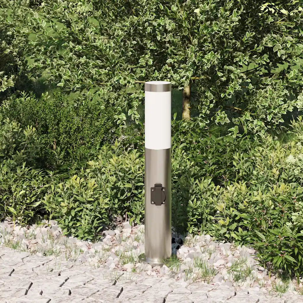Lampada a paletto con presa elettrica 50 cm Acciaio Inox IP44 4006011