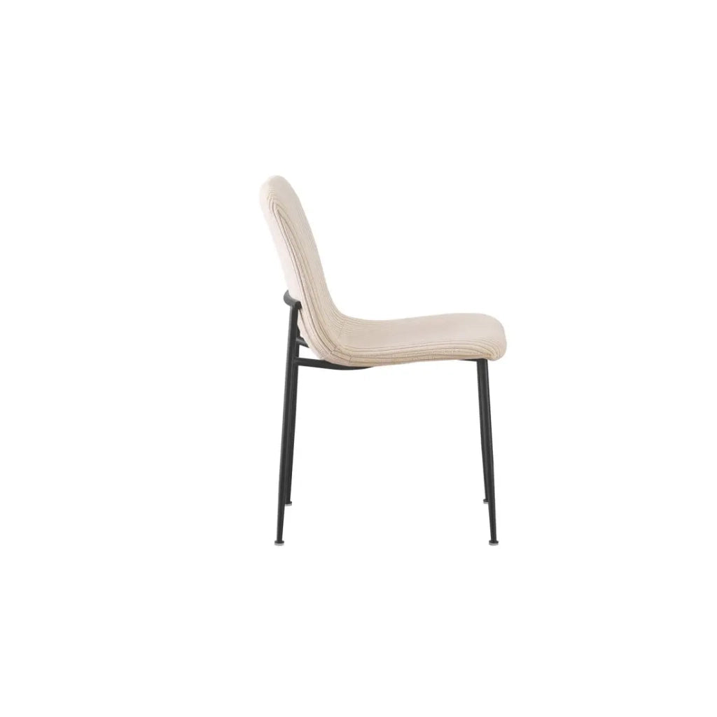 Sedia da sala da pranzo CORDUROY – Velluto a coste beige – Gambe in metallo nero – Stile design
