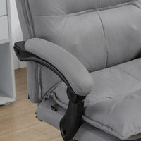 Poltrona da Ufficio Massaggiante e Riscaldata Reclinabile a 155° con Poggiapiedi Estensibile Grigio