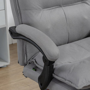 Poltrona da Ufficio Massaggiante e Riscaldata Reclinabile a 155° con Poggiapiedi Estensibile Grigio
