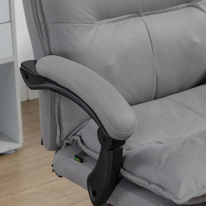 Poltrona da Ufficio Massaggiante e Riscaldata Reclinabile a 155° con Poggiapiedi Estensibile Grigio