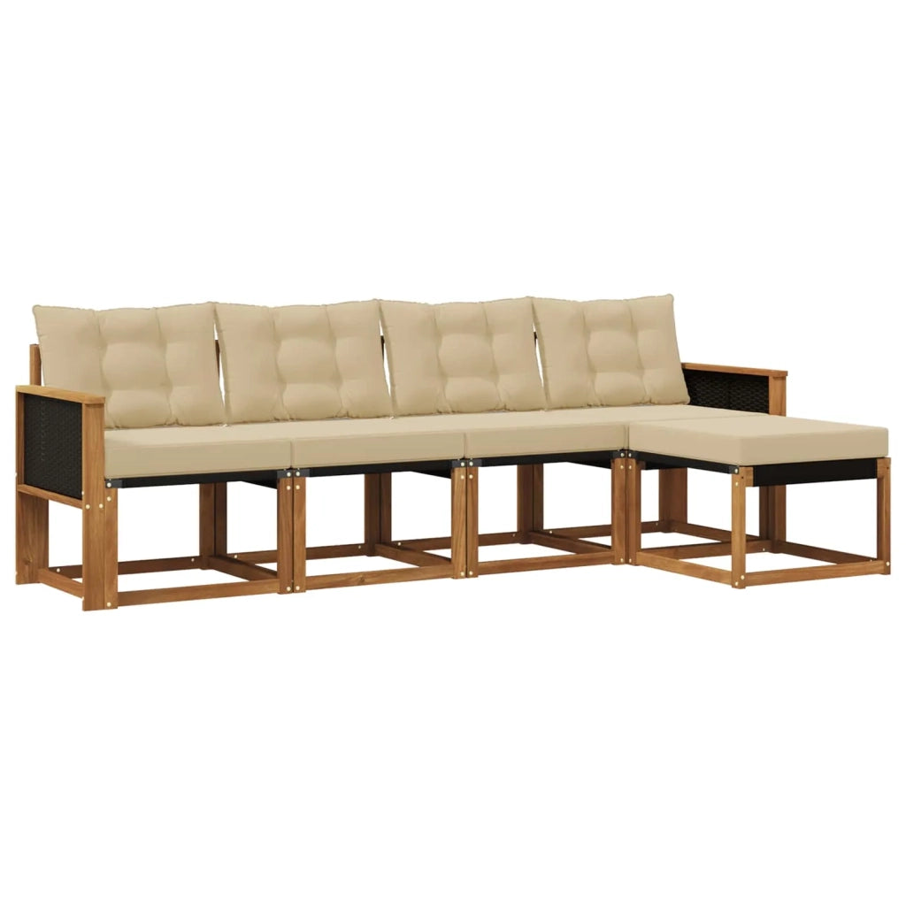 Set di divani da esterno 5 pz Naturale e Beige 3381881