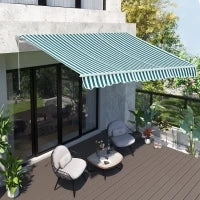 Tenda da Sole a Bracci per Esterno con Manovella, Metallo e Poliestere, 295x250cm Verde e Bianco
