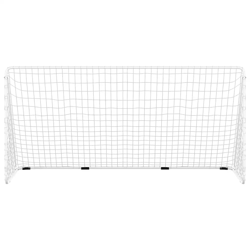 Porta da Calcio con Rete Bianca 366x122x182 cm in Acciaio 93371