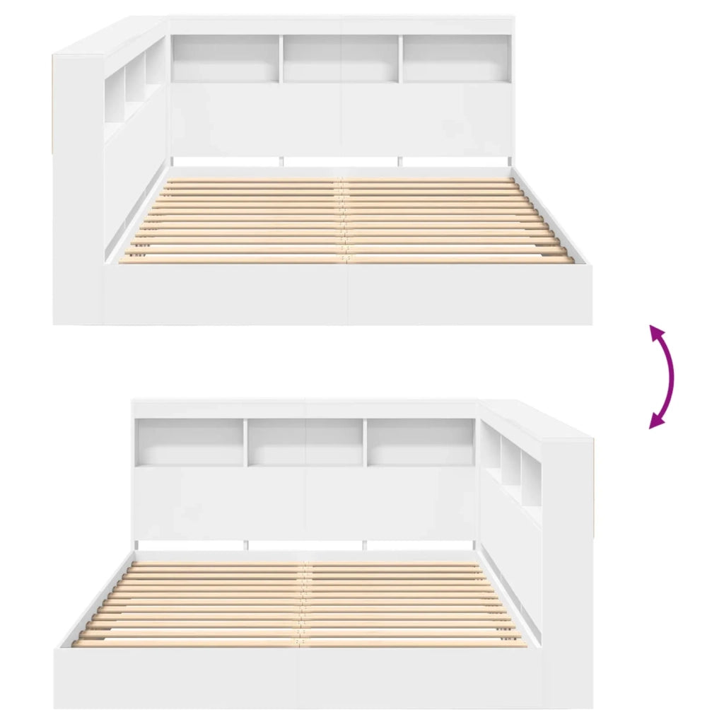 Letto Libreria Bianco 140 x 200 cm Legno multistrato 3335729