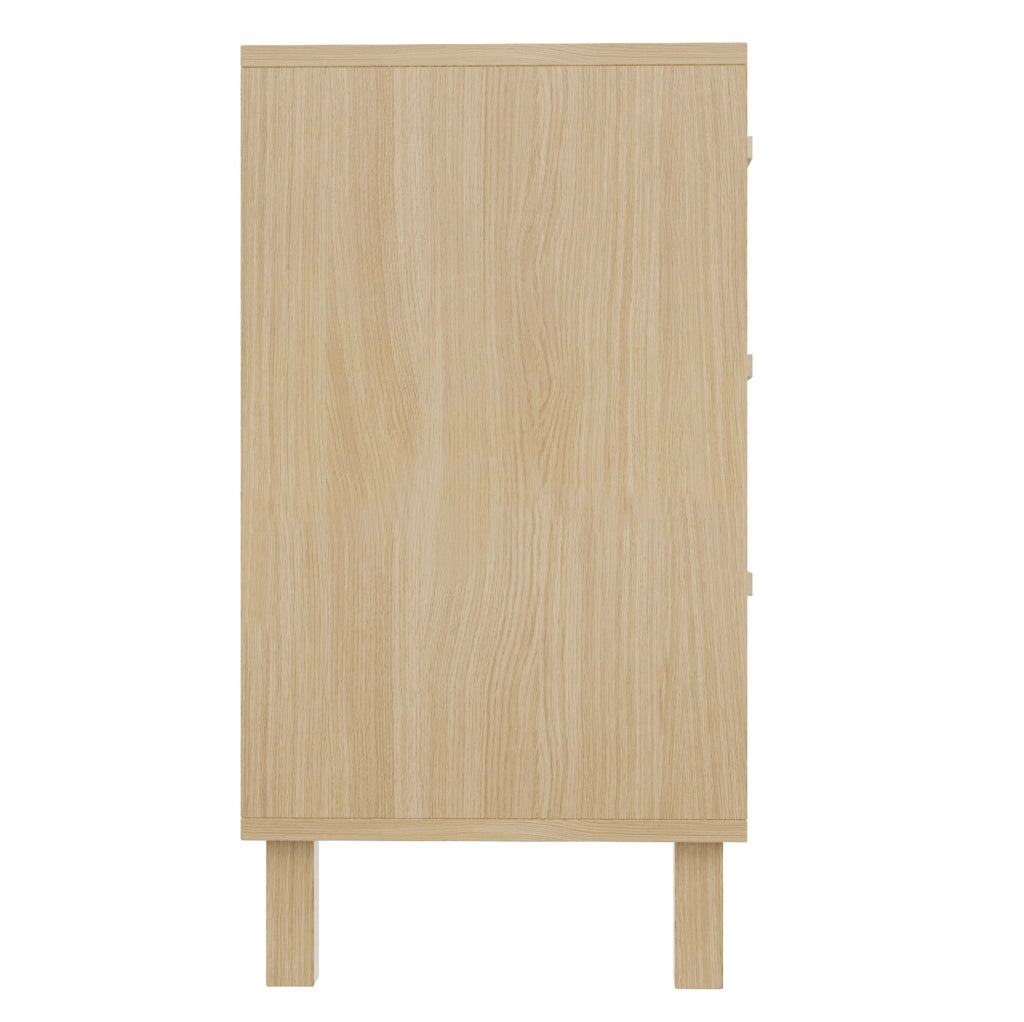 Credenza con 6 cassetti in truciolare effetto legno naturale; 120x75x40 cm