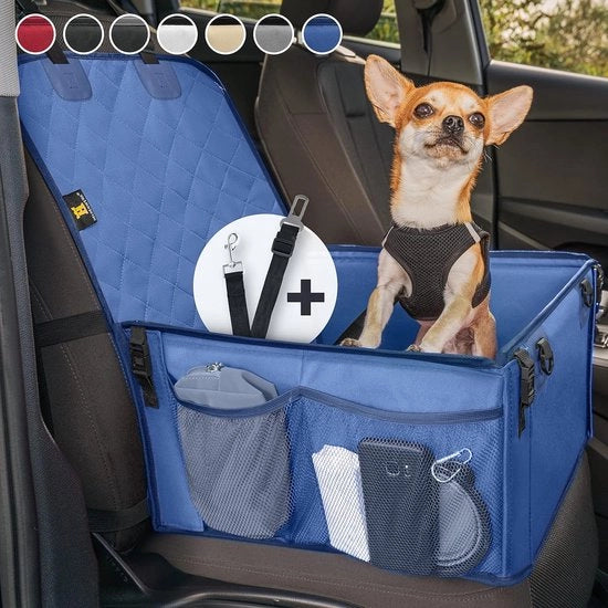 Sedile per auto per cani stabile, pareti rinforzate e 5 cinture di sicurezza, sedile per auto per cani impermeabile per sedile anteriore e posteriore.