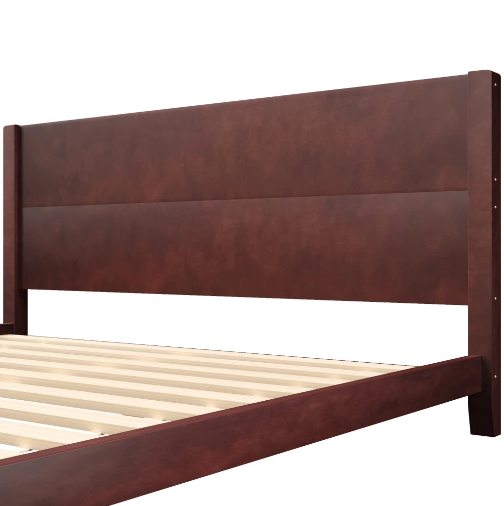 Letto matrimoniale 180x200 cm con testiera e rete a doghe marrone