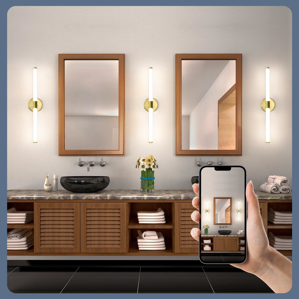 ZMH Lampada da specchio LED a Parete 8W Oro 60 cm 4000K Luce Neutra Moderna IP44 per Armadio Cantina Cucina Corridoio