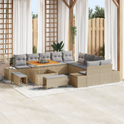 Set di Divani da Giardino  da 13 Pezzi con Cuscini Beige Polyrattan Acacia