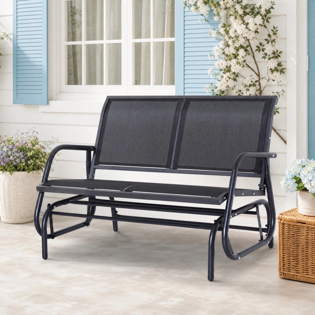SEDUTA OSCILLANTE 2 posti 120x70x85 cm Metallo Nero