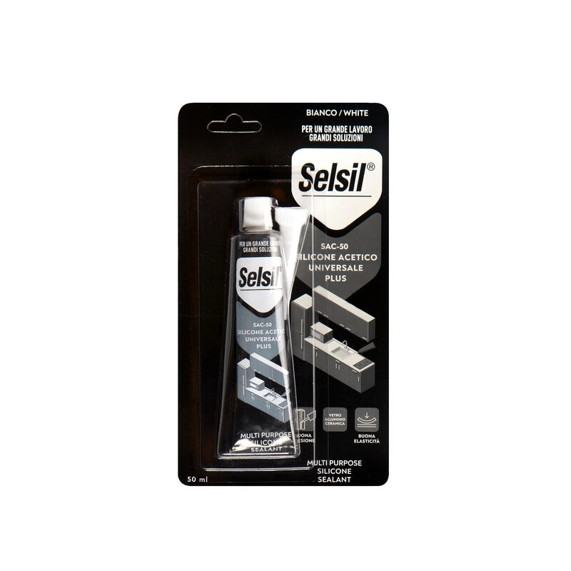 SELSIL SILICONE ACETICO PLUS SAC-50 BIANCO 50 ML- 12,0 pz