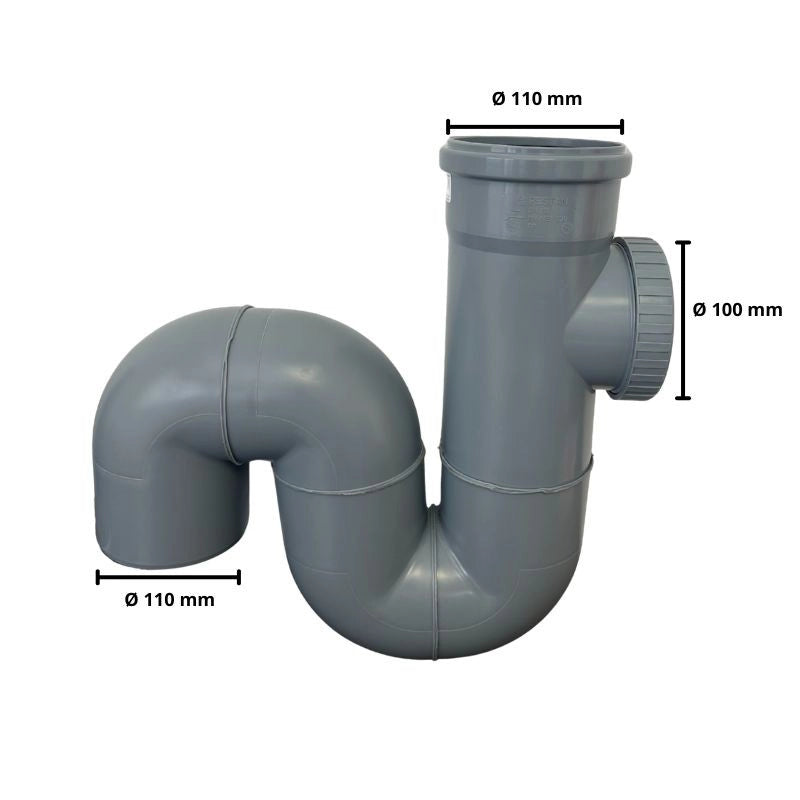 Sifone Verticale Chiuso in Polipropilene : Diametro - 110 mm ( tappo Ø 100 mm)