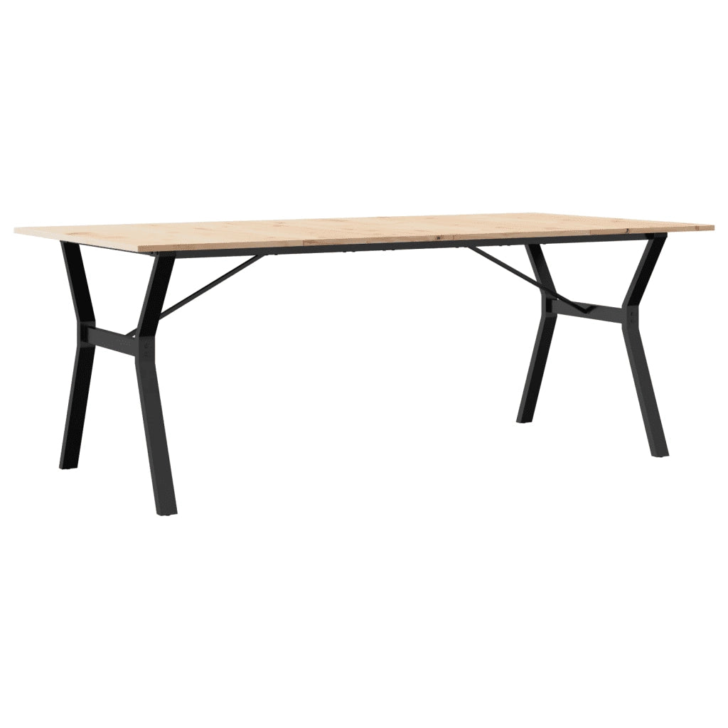 Tavolo da Pranzo Telaio a Y 200x100x75 cm Legno Pino e Acciaio