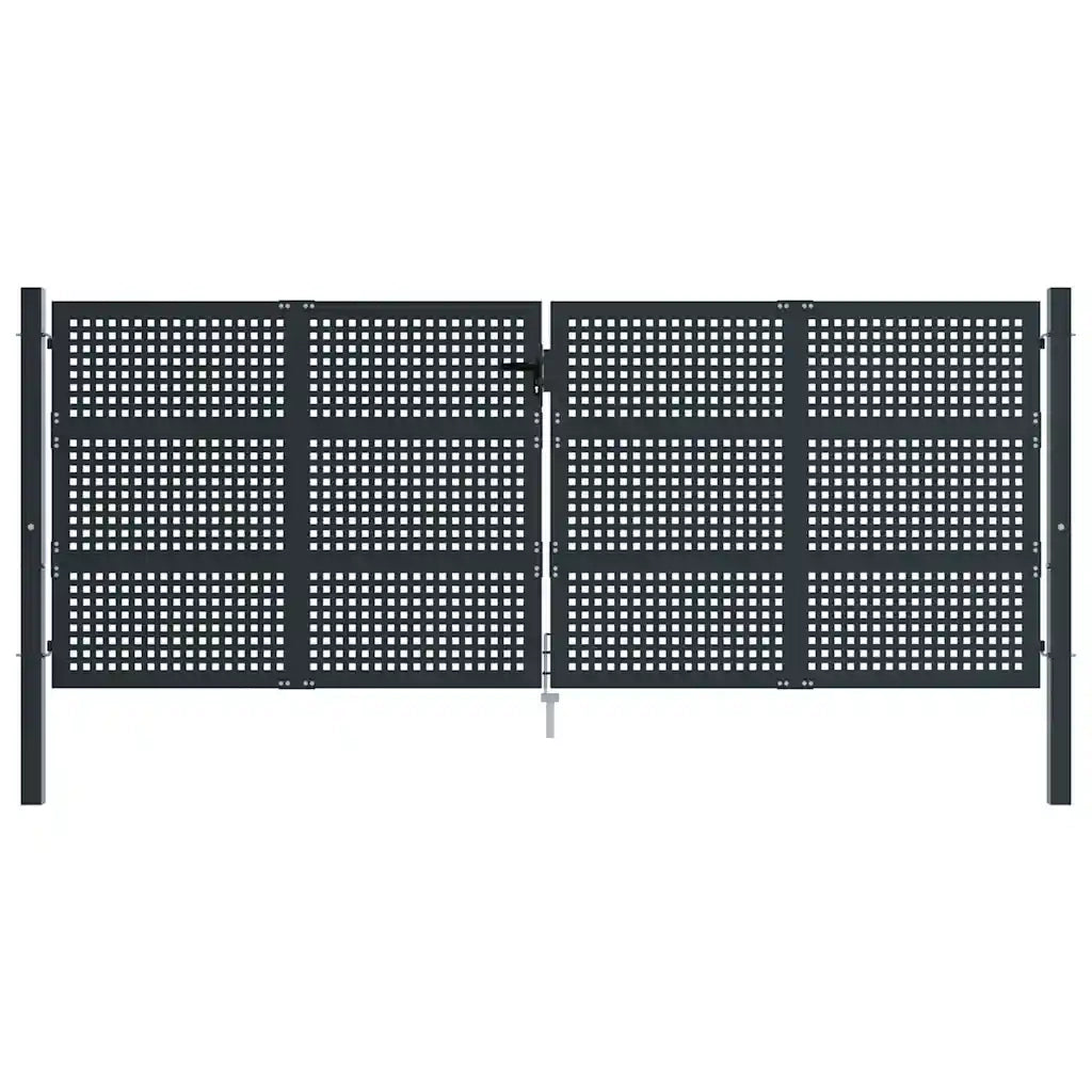 Cancello da Giardino Antracite 400x125 cm in Acciaio 154573