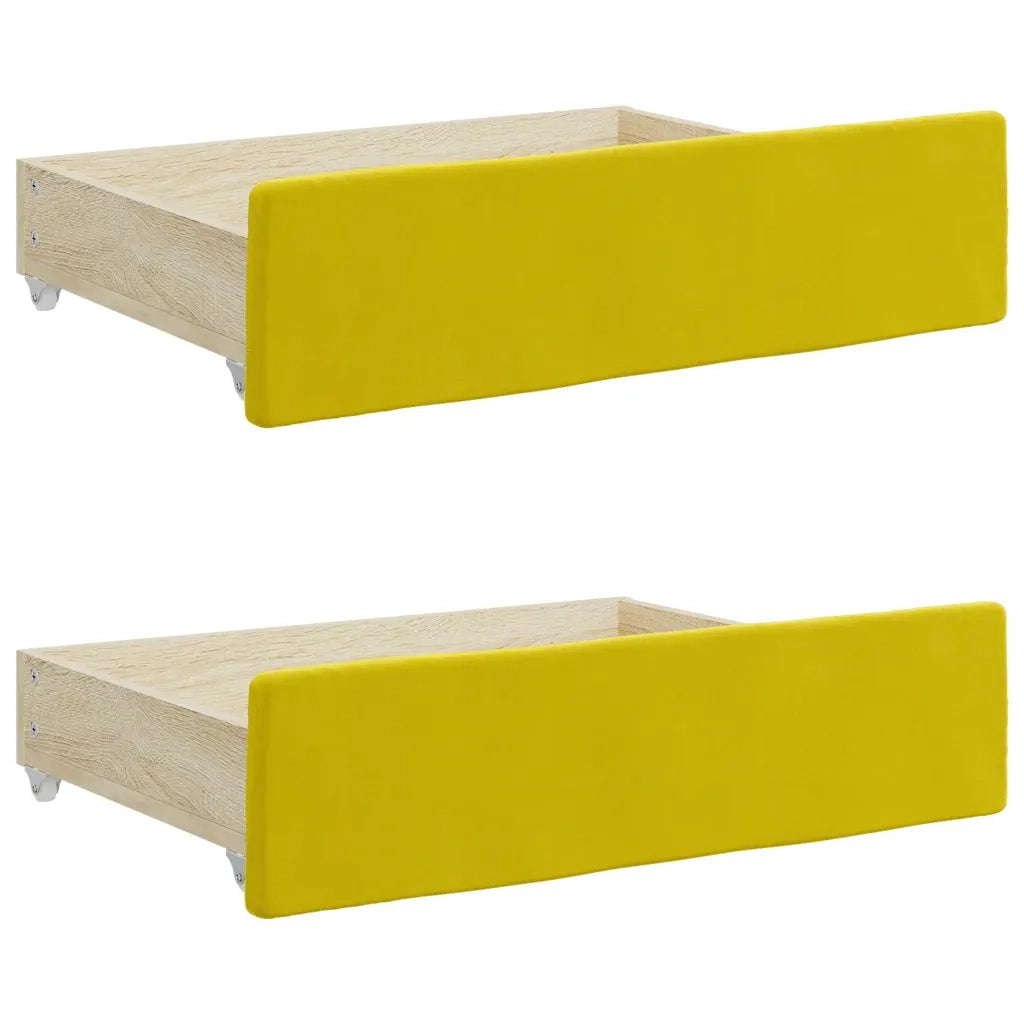 Cassetti da Letto 2 pz Gialli in Legno Multistrato e Velluto CFW3754203