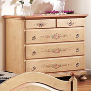  cassettiera arte povera 5 cassetti legno shabby avorio rosso 116x51x101 (1422) - Mobili 2G