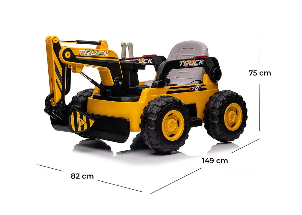 Escavatore Elettrico per Bambini 12V Ruspa Truck Giallo e Nero
