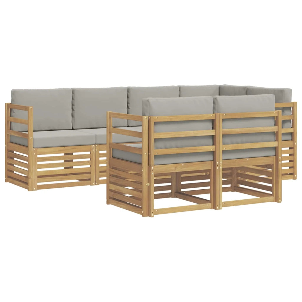Set di divani da esterno 7 pcs Bianco e Grigio Chiaro