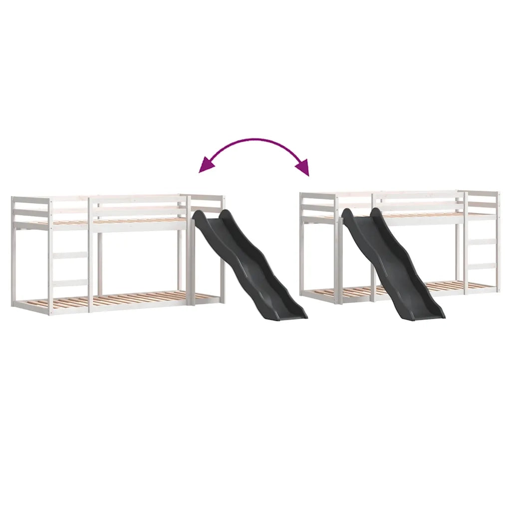 Letto a Castello Scivolo e Scala Bianco 90x190 cm Legno di Pino 3284246