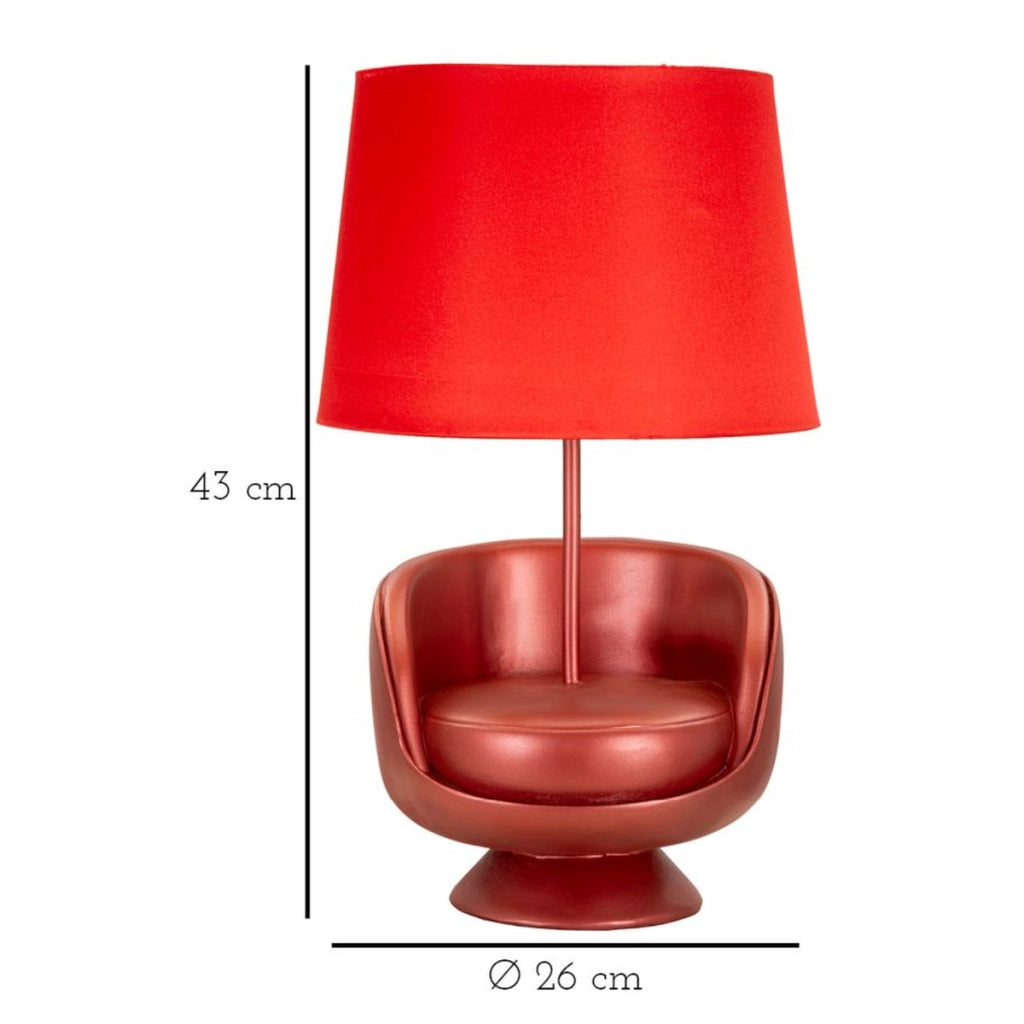 Lampada da Tavolo Poltrona 1, Rosso, Poliresina, 26x26x43 cm