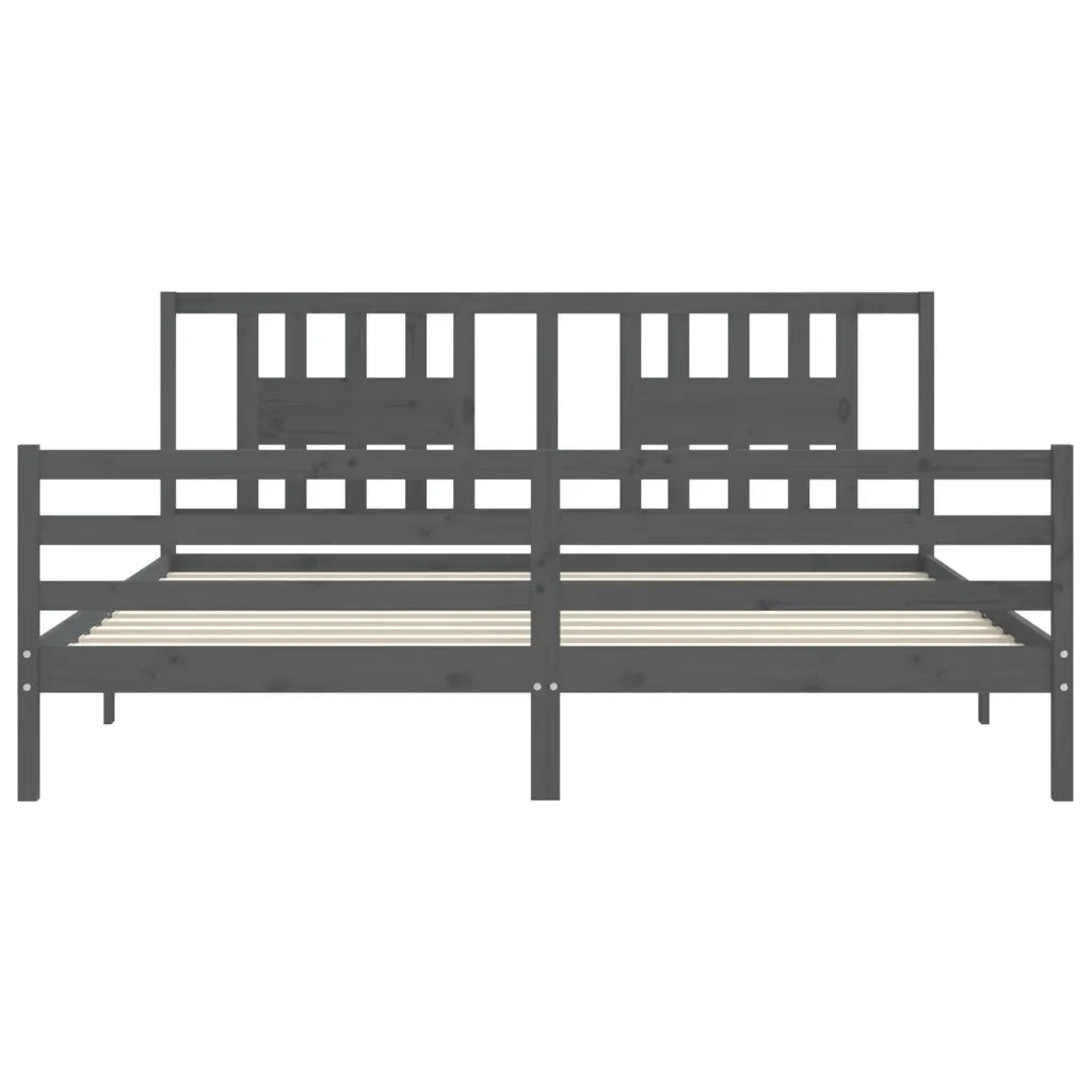 Giroletto con Testiera Grigio 200x200 cm in Legno Massello