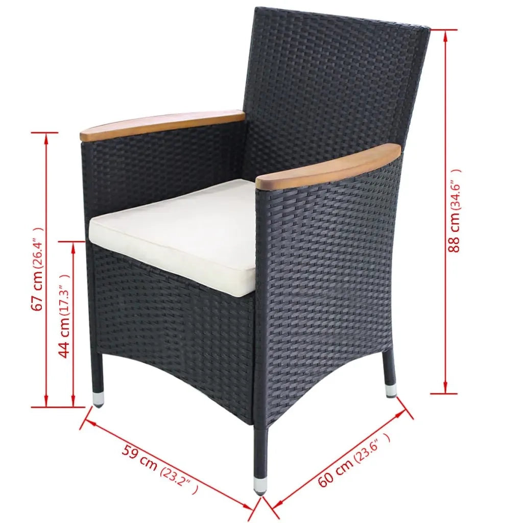 Sedie da Giardino 2 pz con Cuscini in Polyrattan Nere 42572