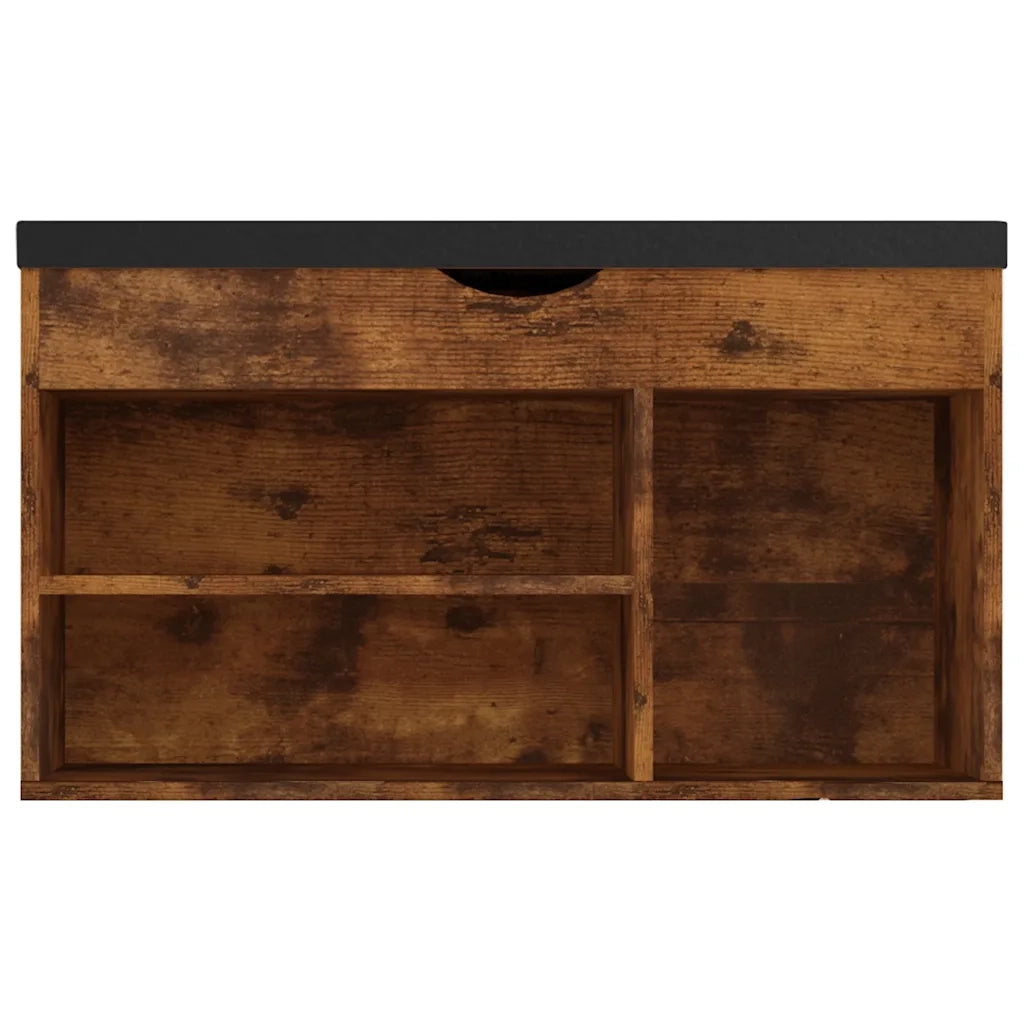 Panca Porta Scarpe Cuscino-Sgabello-Panca Scarpiera Rovere Fumo 80x30x47cm Multistrato