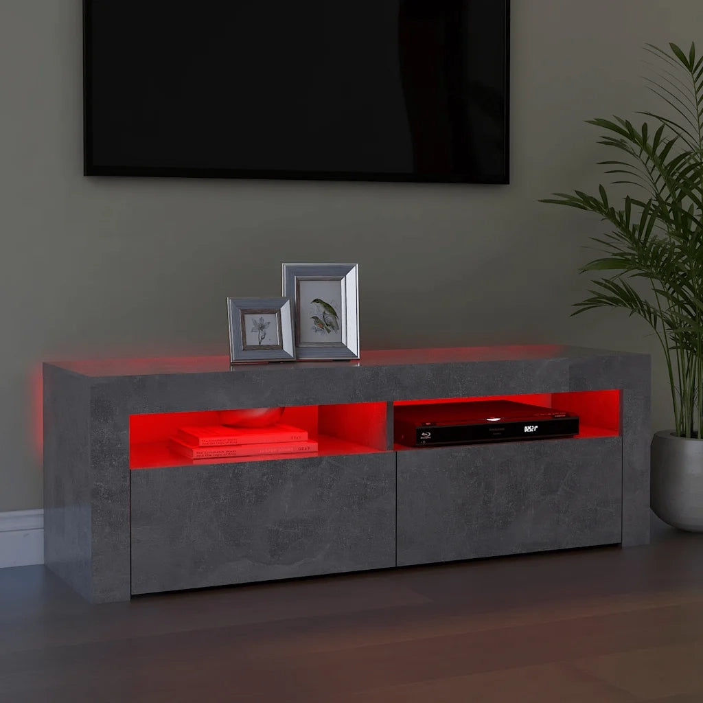 Mobile Porta TV con Luci LED Grigio Cemento 120x35x40 cm 804314
