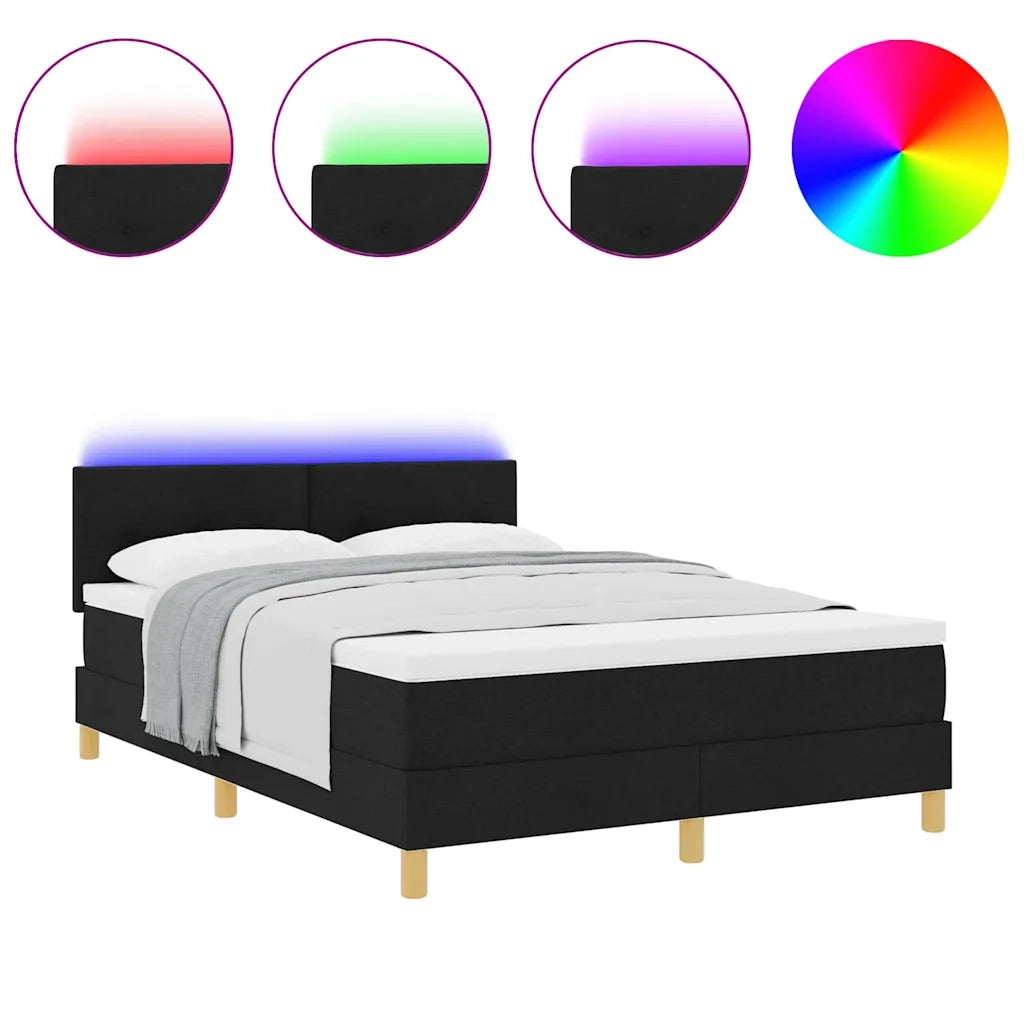 vidaXL Letto a molle con materasso Nero 140 x 190 cm Tessuto
