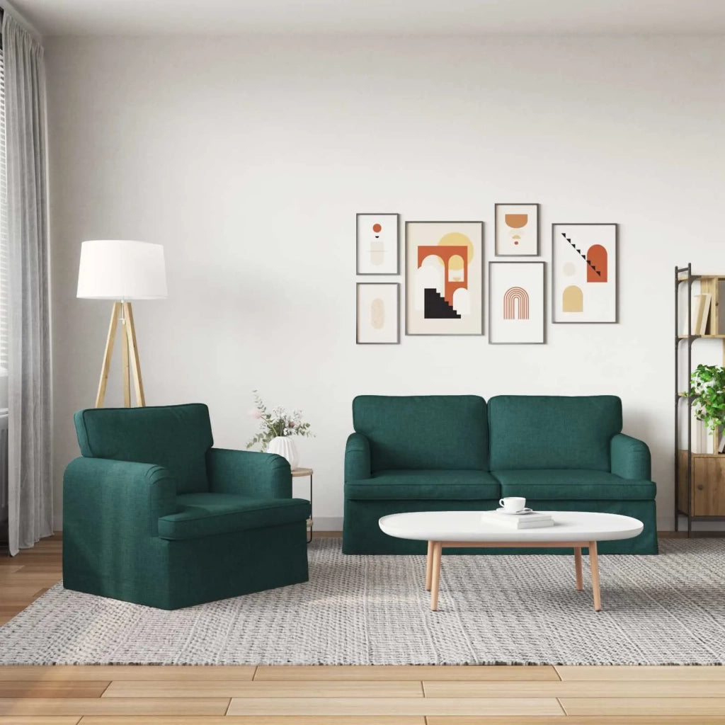 Set di divani 2 pcs Verde Scuro 162 x 80 x 85 cm Tessuto