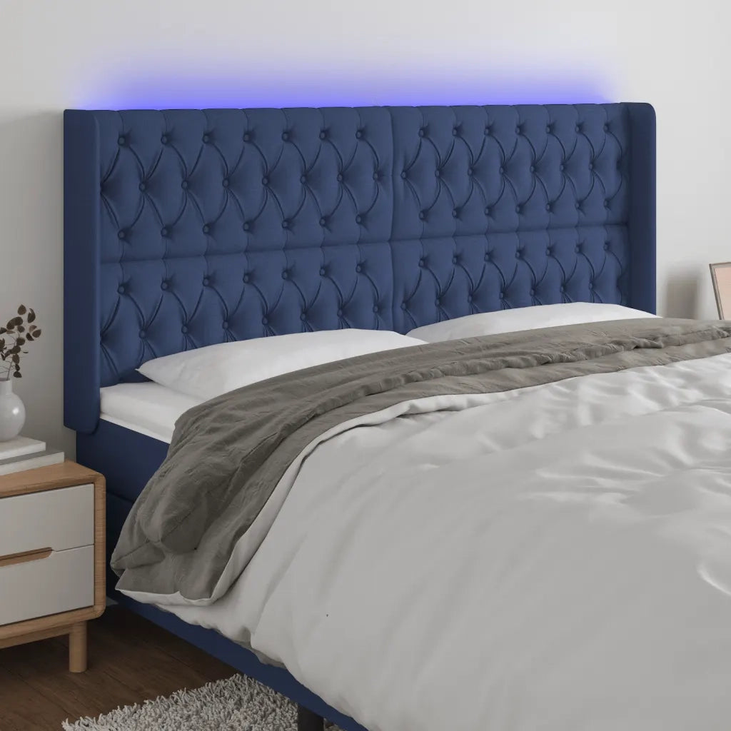 Testiera a LED-Testata con LED Blu 183x16x118/128 cm in Tessuto 340186