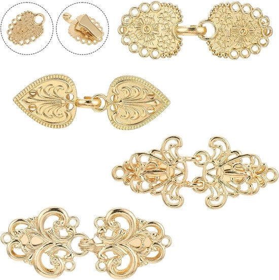 4 pezzi di clips per sciarpe vintage - Clip per giacca in metallo intrecciato - Pin per sciarpa per ridurre la collo - Clips per sciarpa per collo per abbigliamento per donne e ragazze
