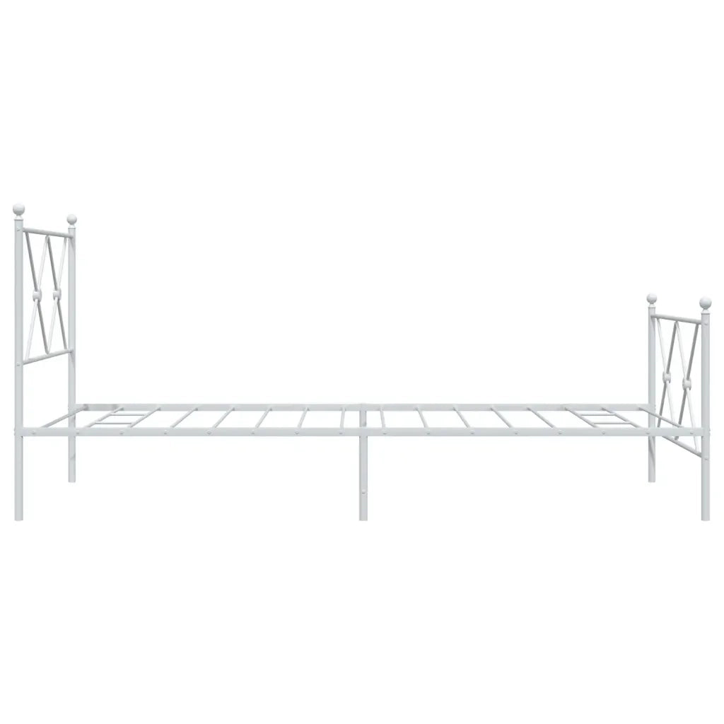 Giroletto con Testiera e Pediera Metallo Bianco 90x200 cm 376562