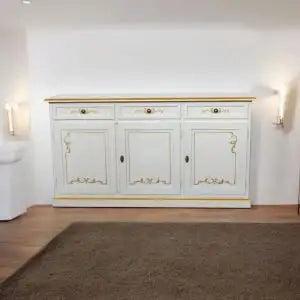 Credenza madia buffet Shabby chic 3 ante mod Martini avorio opaco decoro provenzale FILO ORO