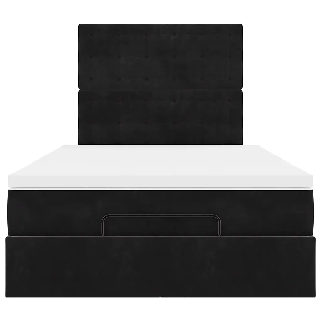 Struttura Letto Pouf con Materassi Nero 120x200 cm Velluto
