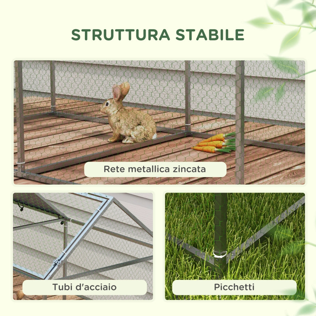 Gabbia per Animali ¨C Minimal ¨C Verde e Argento 198x100x120 cm Acciaio Tessuto Oxford