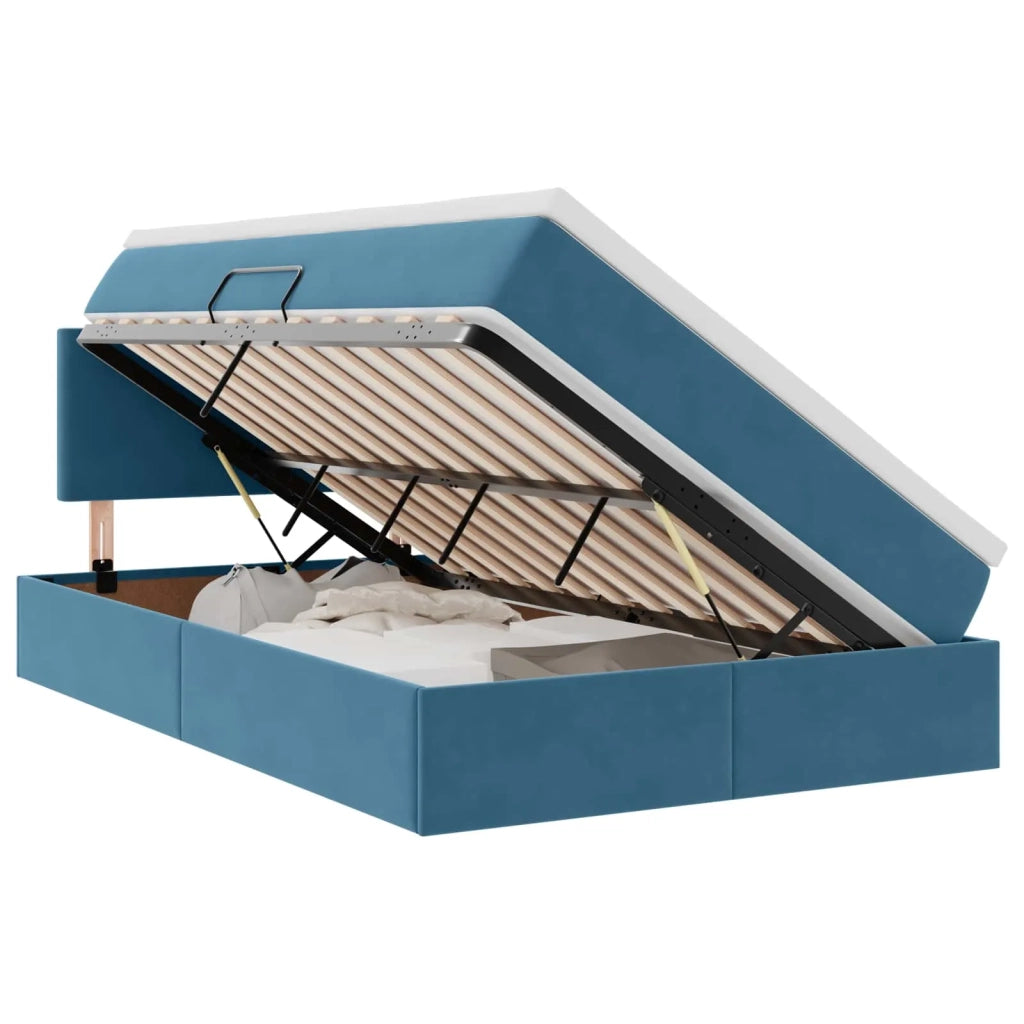 Letto con Contenitore con materasso Blu 120 x 190 cm Velluto