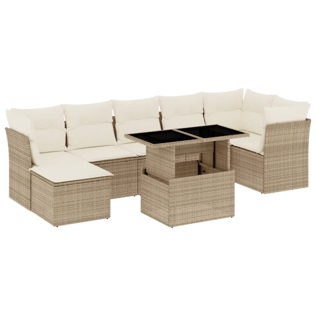 Set Divano da Giardino 8 pz con Cuscini Beige in Polyrattan 3266748