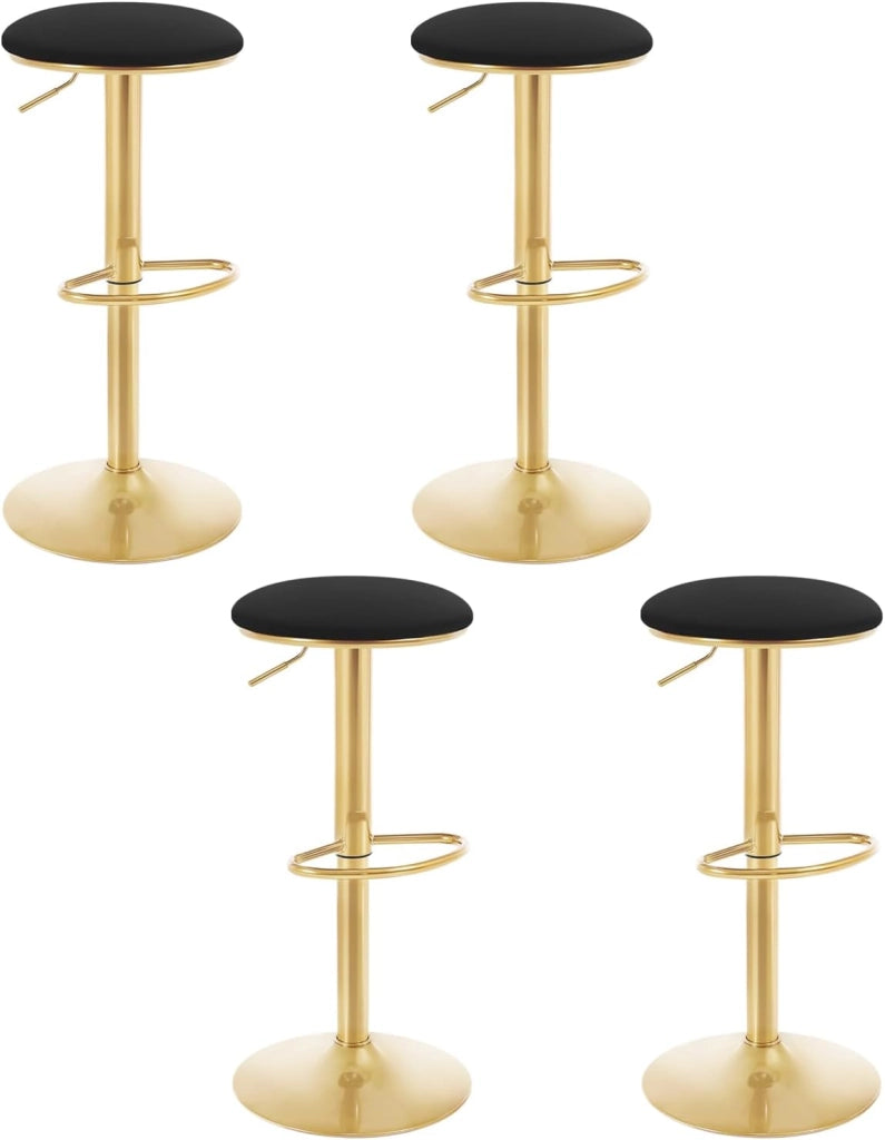 Sgabelli da Cucina Set di 4 Girevoli a 360°, Sgabelli da Bar Regolabili in Altezza da 60 a 80,5 cm, Sgabelli Alti con Seduta in Velluto per Sala da Pranzo, Soggiorno, Bar, Rosa, BH302rs-4
